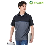 피오젠 블랙 배색 반팔 카라티셔츠 PT-31