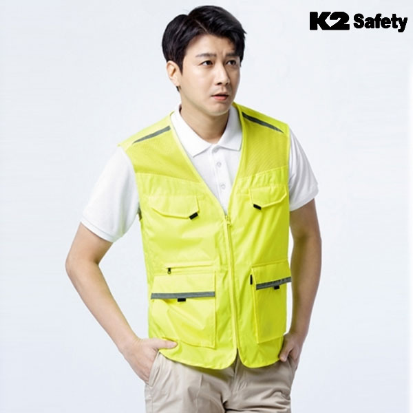 K2 세이프티 조끼 작업복 근무복 형광 안전 베스트 21VE-608R