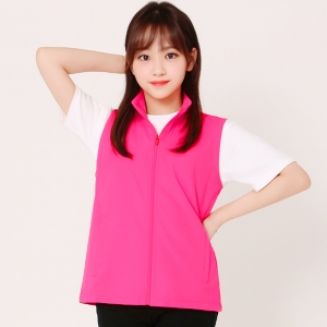 심플 핑크 집업 조끼 SYVT-001
