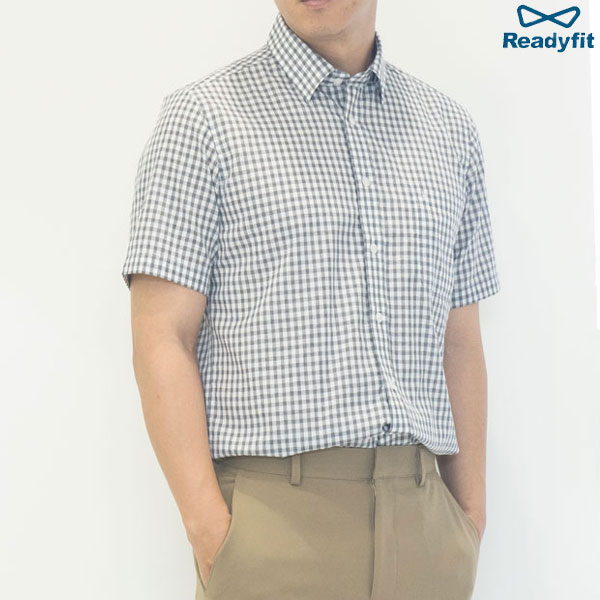 린넨스타일 체크 반팔 와이셔츠 단체복 RFV21251 - 21253