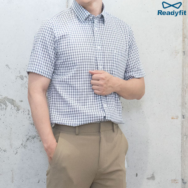 린넨스타일 체크 반팔 와이셔츠 RFV21251~21253