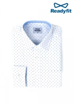 블루 도트 프린트 하얀색 긴팔 와이셔츠 단체복 셔츠 제작 DWL51-2