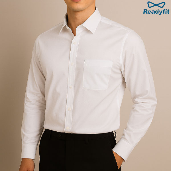 컬러 체크 배색 화이트 슬림 와이셔츠 유니폼셔츠 제작 SV1003