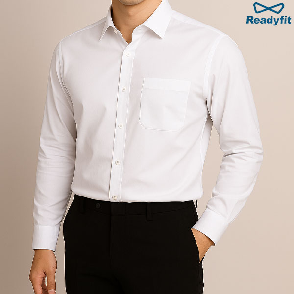 프레시 배색 화이트 슬림 셔츠 SV1004