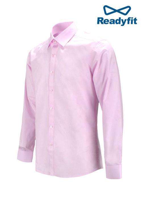 남자 파스텔 핑크 분홍색 슬림핏 오픈카라 긴팔셔츠 RF1007