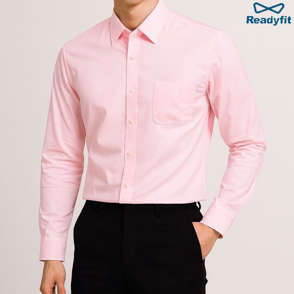 슬림 핑크색 솔리드셔츠 MS62