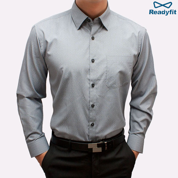 레귤러 그레이 스트라이프 깅엄 패턴 긴팔셔츠 S8109