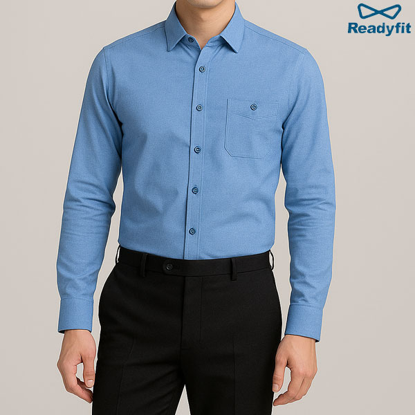 슬림 리버스포켓 포인트 블루 셔츠 SV7122