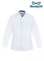 슬림 블루 배색 화이트 패턴 긴팔 와이셔츠 단체셔츠 단체복제작 SV7129