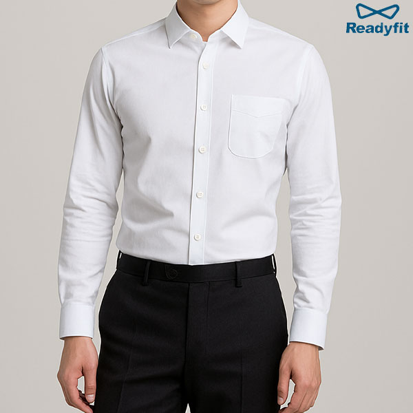 슬림 블루 배색 화이트 패턴 긴팔 와이셔츠 단체셔츠 단체복제작 SV7129