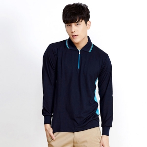 쿨에버 배색 엠보 반집업 긴팔 카라티 MJ-7521~7526(반팔 가능)