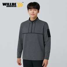 윌비(WILLBE) 그레이 반집업 기모 티셔츠 CT-619