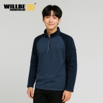 윌비(WILLBE) 배색 기모 반집업 티셔츠 CT-620