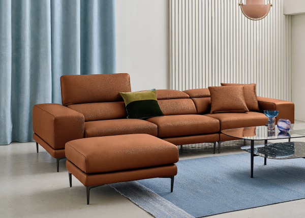 레노어 3.5인 헤드기능 프라우 소가죽 소파