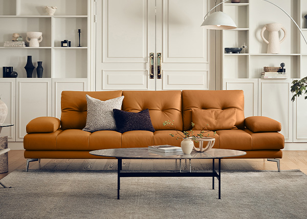 슈미르 4인 스윙기능 베티버 천연 면피 소가죽 소파