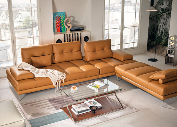 슈미르 3.5인 스윙기능 베티버 천연 면피 소가죽 소파