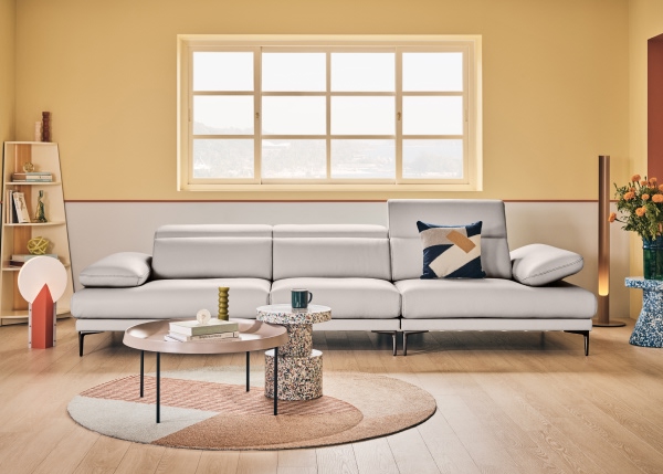 [런칭기획특가] 시에르 3.5인 헤드기능 베티버 천연 면피 통가죽 소파