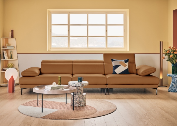 [런칭기획특가] 시에르 4인 헤드기능 베티버 천연 면피 통가죽 소파