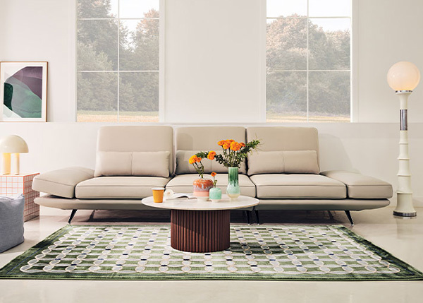 [런칭기획특가] 엠마 4인 스윙기능 베티버 천연 면피 통가죽 소파