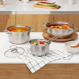 [키친플래그] 위생적인 스테인레스 304 냄비 3종 세트
