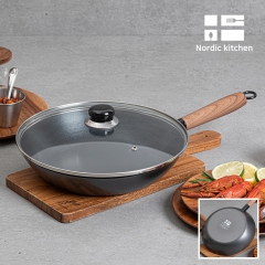 [로얄그래프톤]  노르딕키친 IH 무쇠 28후라이팬+유리뚜껑 2P