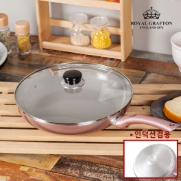 [로얄그래프톤] 로얄그래프톤 로사 IH 28후라이팬+유리뚜껑 2P