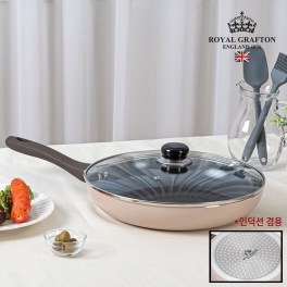 [로얄그래프톤] 로얄그래프톤 크레마 IH 28후라이팬+유리뚜껑 2P