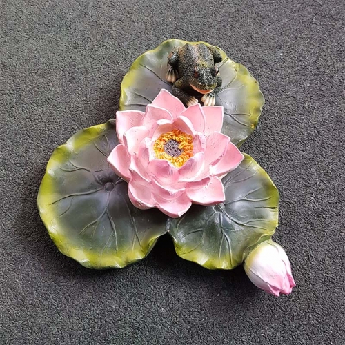 센 개구리 연꽃 SH3719-1 연못장식 인형