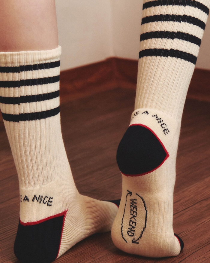 Weekend Socks Stripe Ivory