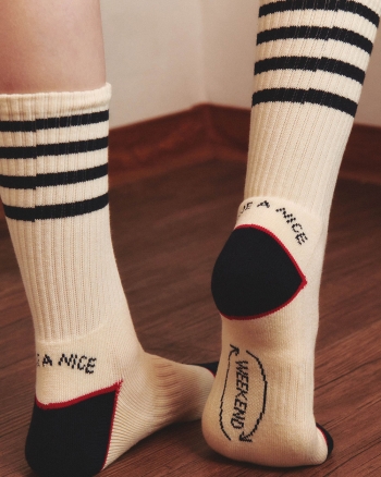 Weekend Socks Stripe Ivory