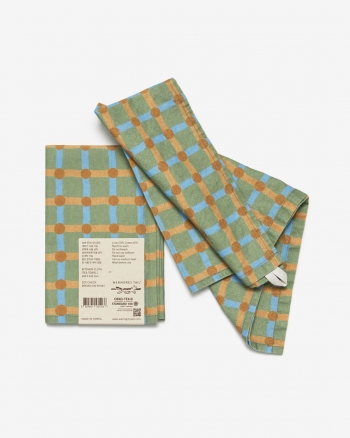 DOT CHECK KITCHEN CLOTH - BROWN ON KHAKI