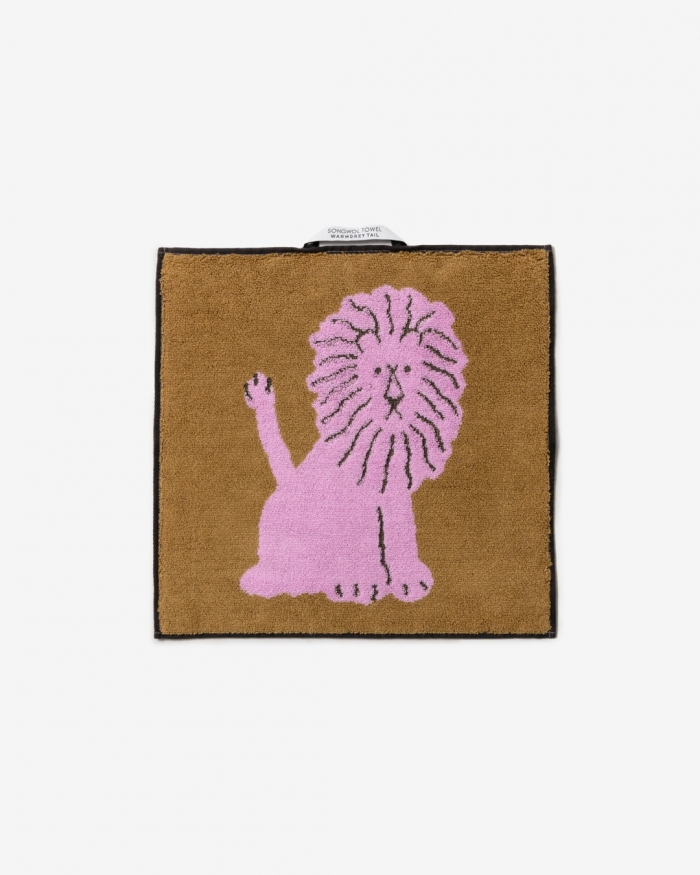 LION HAND TOWEL - CORAL