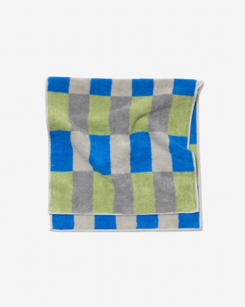 CHECK FACE TOWEL - KHAKI BLUE