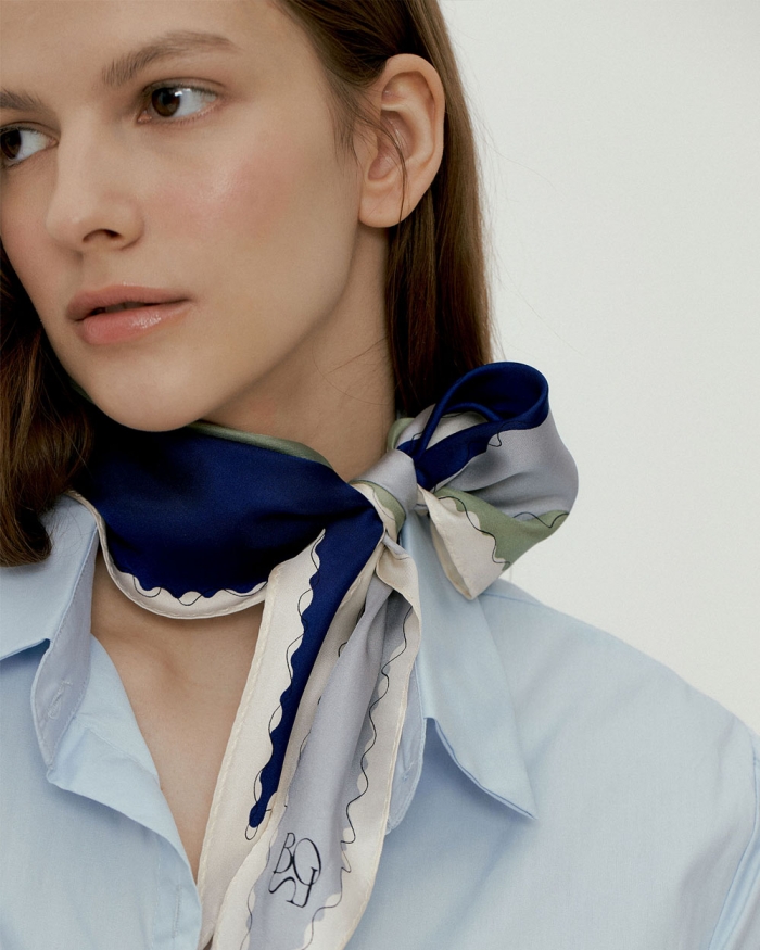 [SET] elin silk scarf & wave square silk scarf