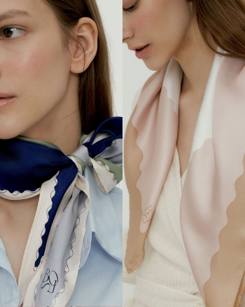 [SET] elin silk scarf & wave square silk scarf