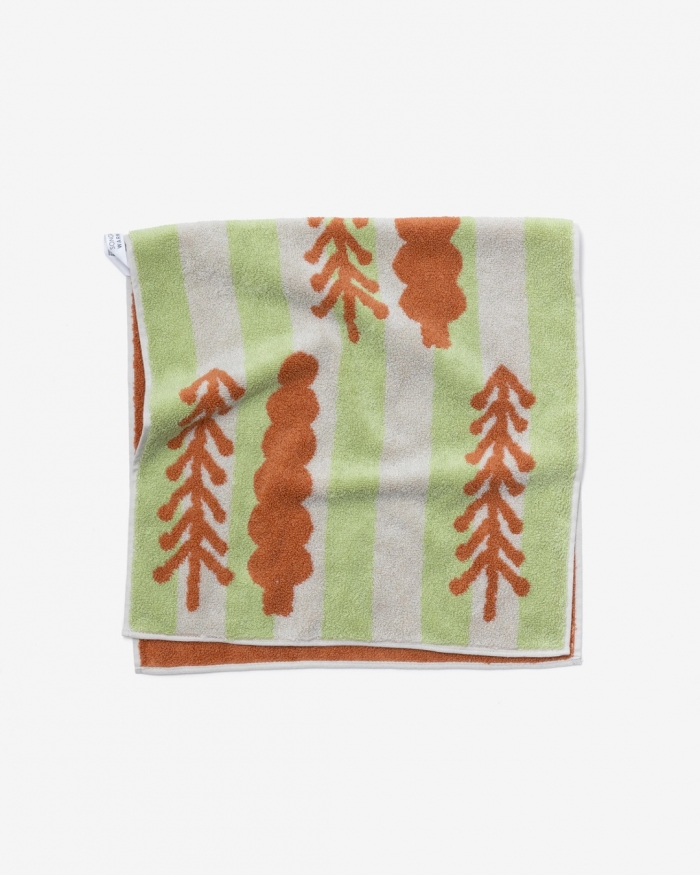 TREES FACE TOWEL - BRICK ON KHAKI