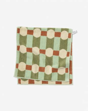 DOT CHECK FACE TOWEL - CREAM ON MINT