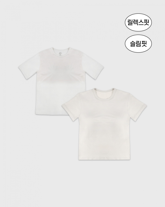 노브라 이너캡 티셔츠 2개 세트 (릴렉스핏 / 슬림핏)