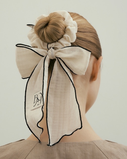 ribbon cotton hair scarf (2 colors)