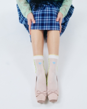 [IHM25SU0401] 러블리 웨이브 삭스 화이트
