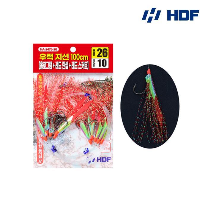 해동 우럭 지선 100cm HA-2478 홀로그램+레드틴셀+레드스커트 바늘