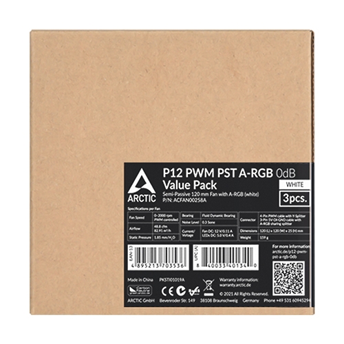 ARCTIC P12 PWM PST ARGB 화이트 VALUE 3팩