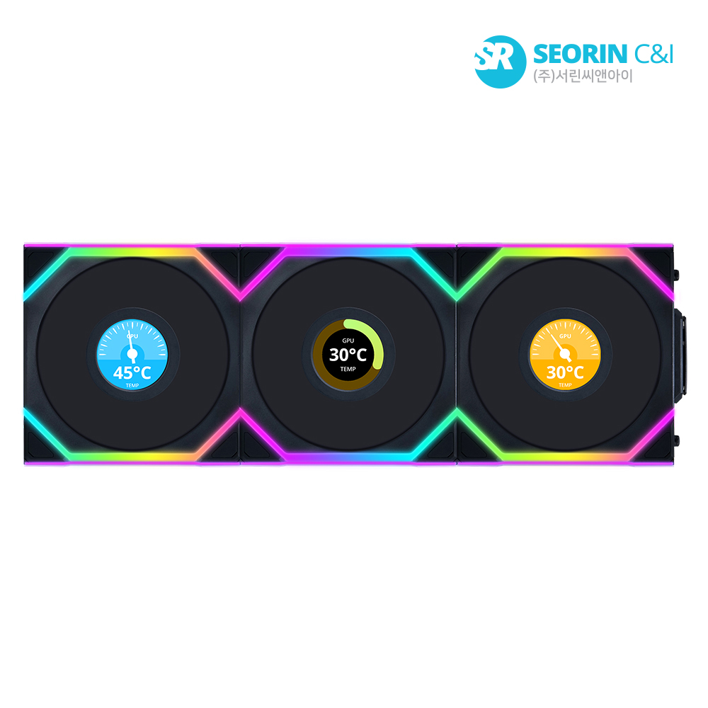 리안리 UNI FAN SL Wireless LCD 120 리버스 블랙 3팩
