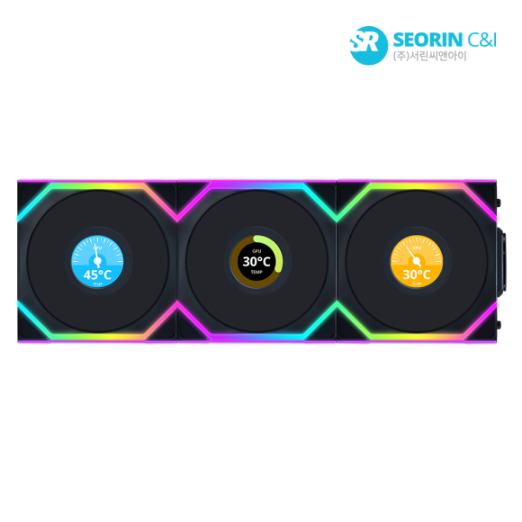 리안리 UNI FAN SL Wireless LCD 120 블랙 3팩 리안리 UNI FAN SL Wireless LCD 120 블랙 3팩