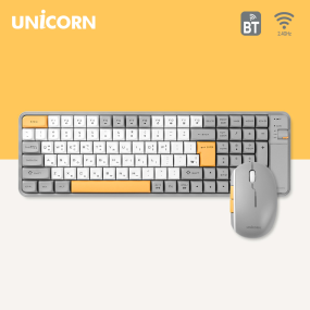 [유니콘]트렌디한 블루투스 무선 키보드 마우스세트 저소음 충전식 2.4G+BT BK-1000SB