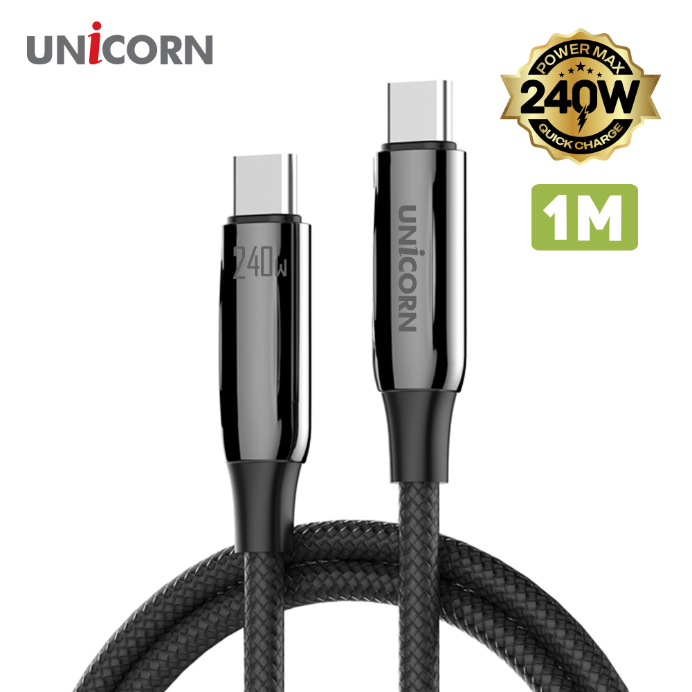 유니콘 1M USB C to C타입 240W 초고속2.0충전 PD3.1 QC3.0 충전데이터케이블 PLC-1M240W
