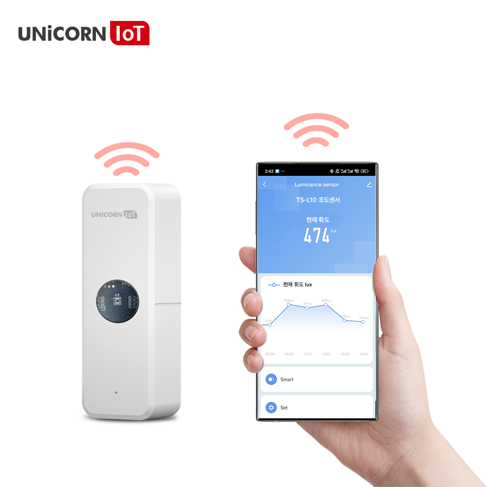 유니콘IOT 스마트 zigbee 방식 조도감지센서  밝기감지기 전용APP지원  TS-L10