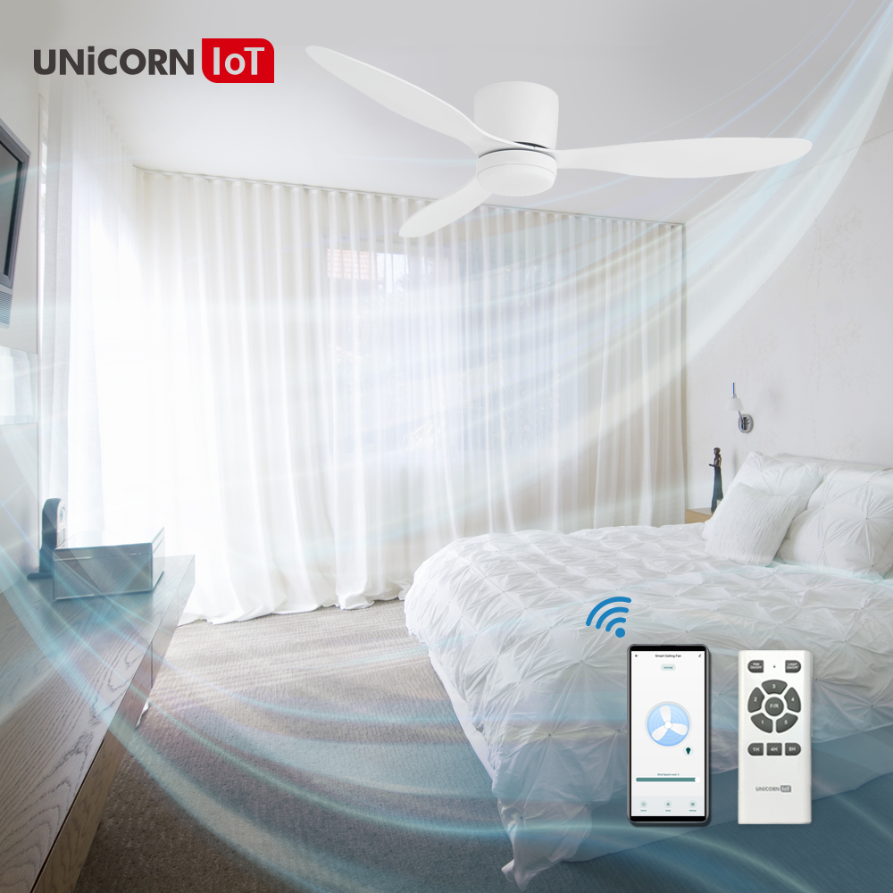 유니콘 IOT 52인치 스마트 실링팬 저소음 원격제어 리모컨 LED조명 DCF-K52077