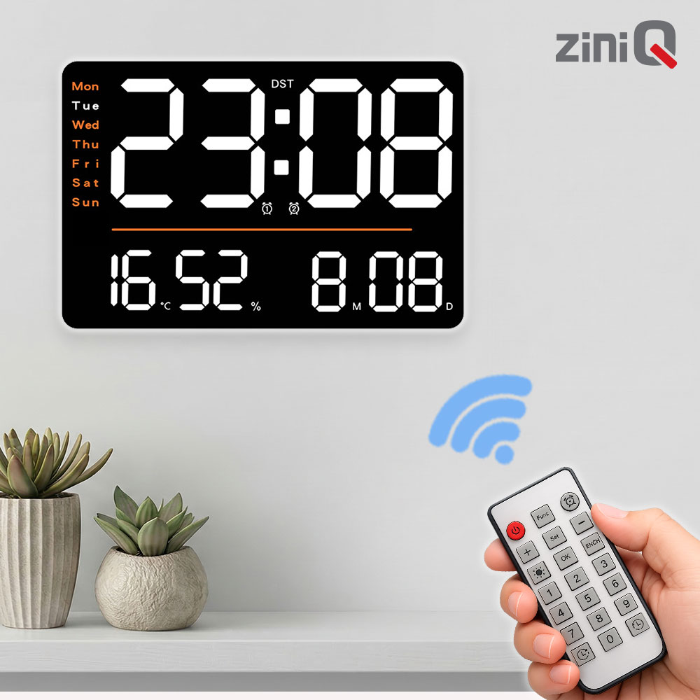지니큐 디지털 LED 전자벽시계 거실 사무실 무소음 멀티디스플레이 ZQ-CM900