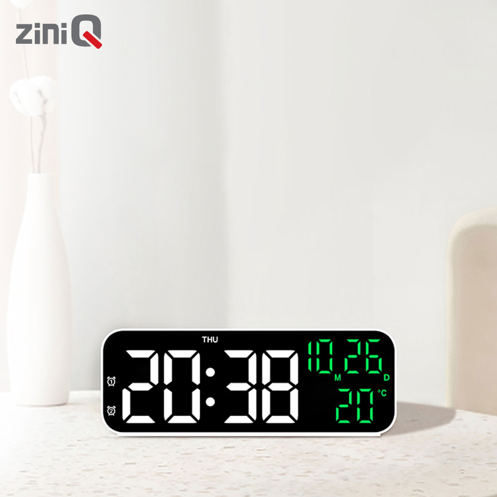 지니큐 LED 무소음 전자알람시계 온도 날짜 시간 타이머기능 탁상용 ZQ-CM500